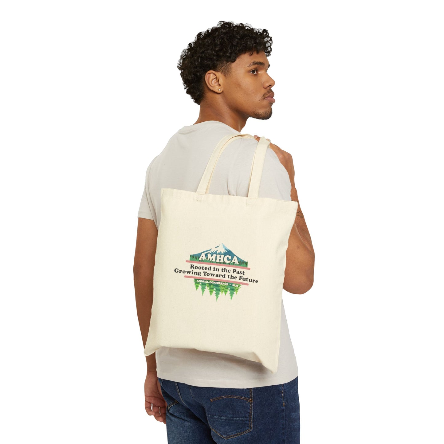 AMHCA Logo Cotton Tote Bag — 'Rooted in the Past, Growing Toward the Future' Eco Canvas Shopper